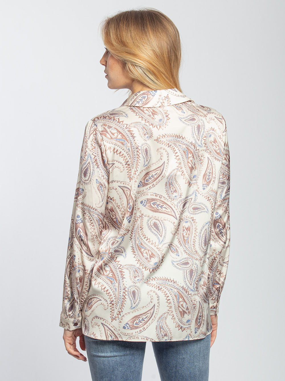 Blusa in raso stampa jacquard