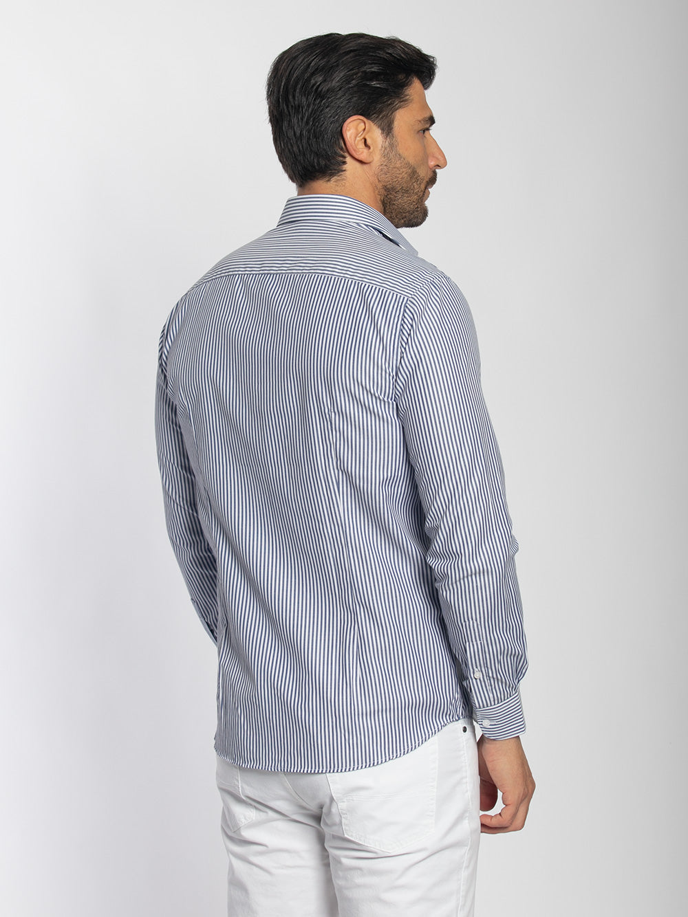Stretch Poplin Striped Shirt