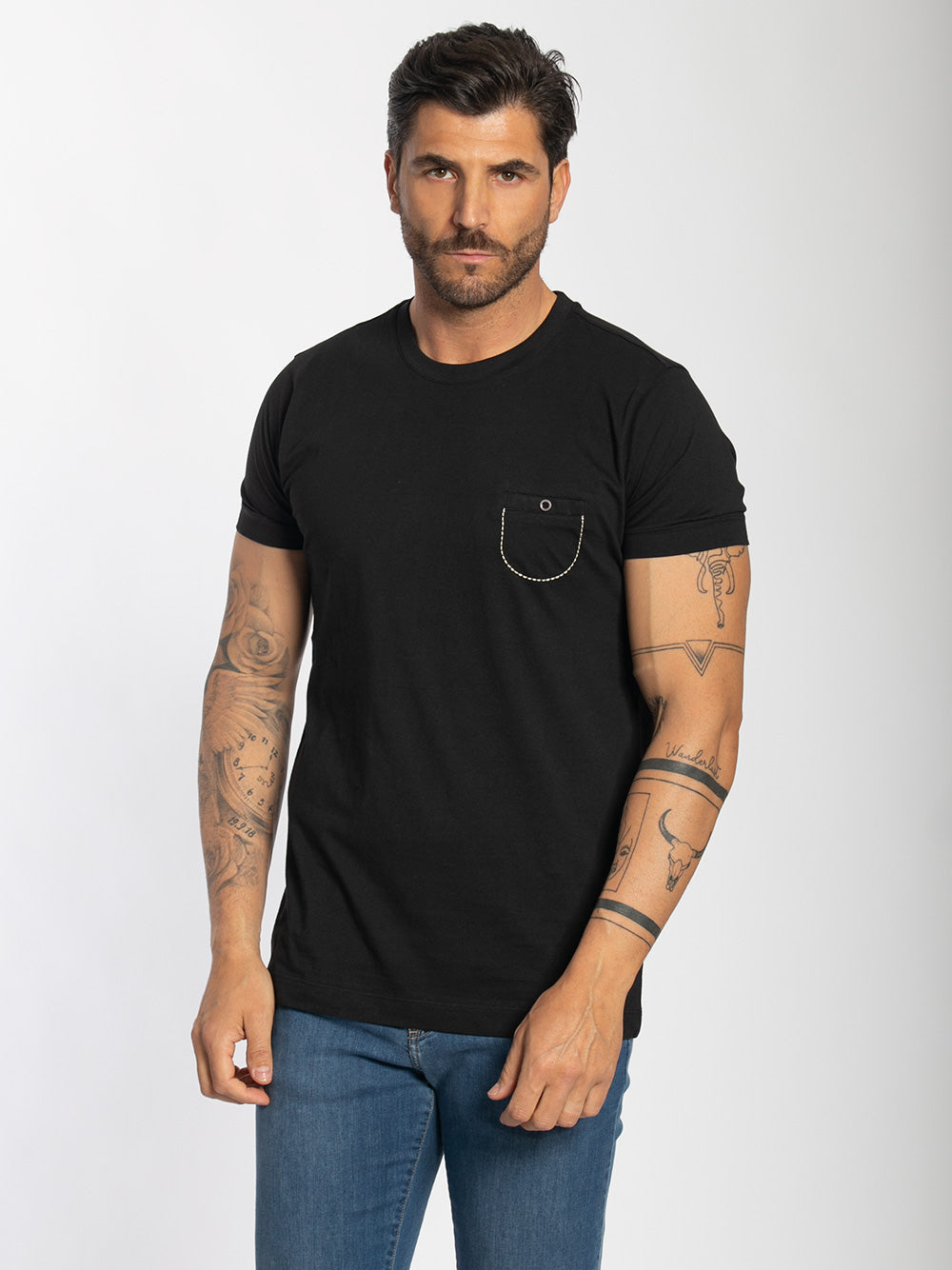 T-shirt a maniche corte in cotone elastico