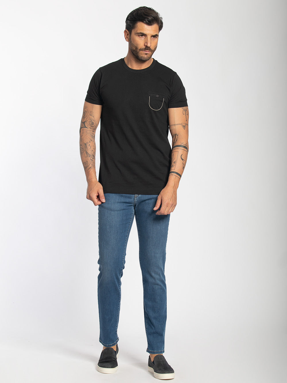 T-shirt a maniche corte in cotone elastico