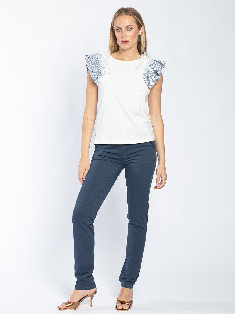 T-shirt giromanica voilant