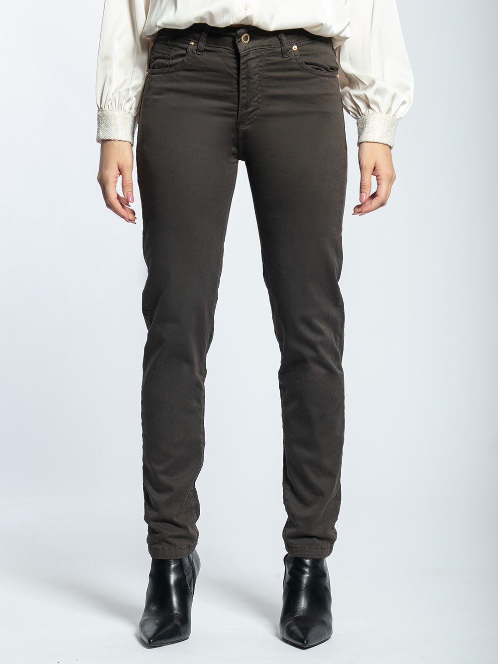Pantalone in cotone stretch vita alta