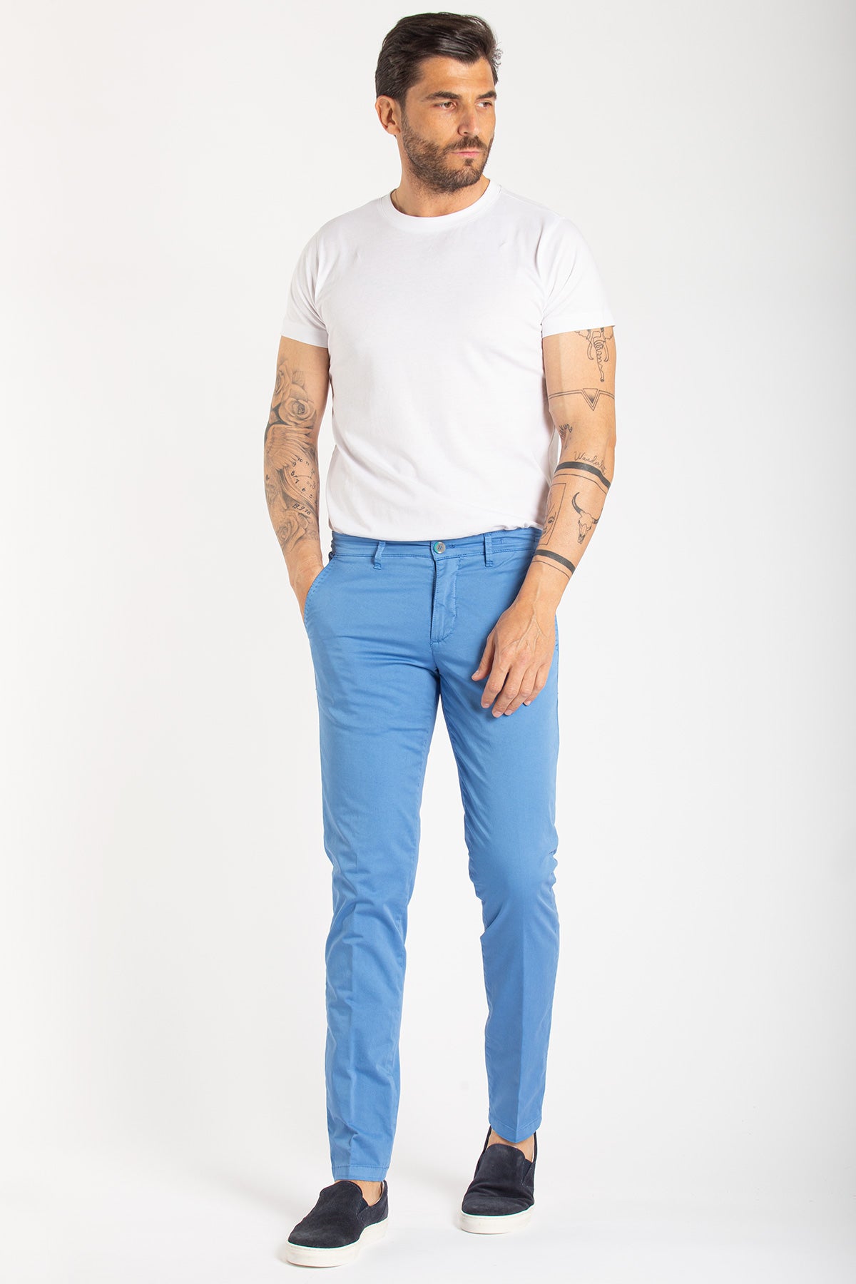 Pantalone chino in raso slim