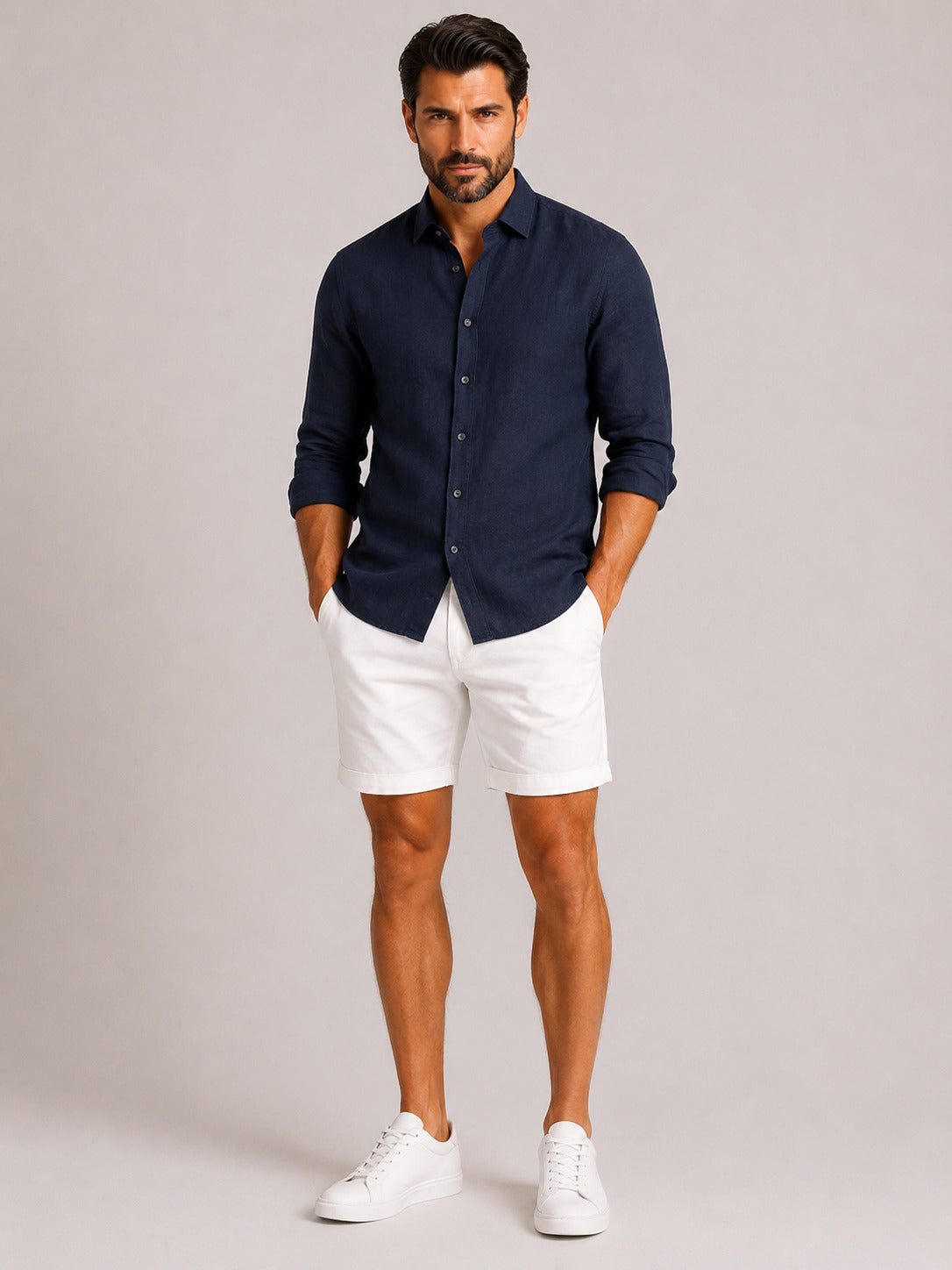 Camicia in lino collo francesce