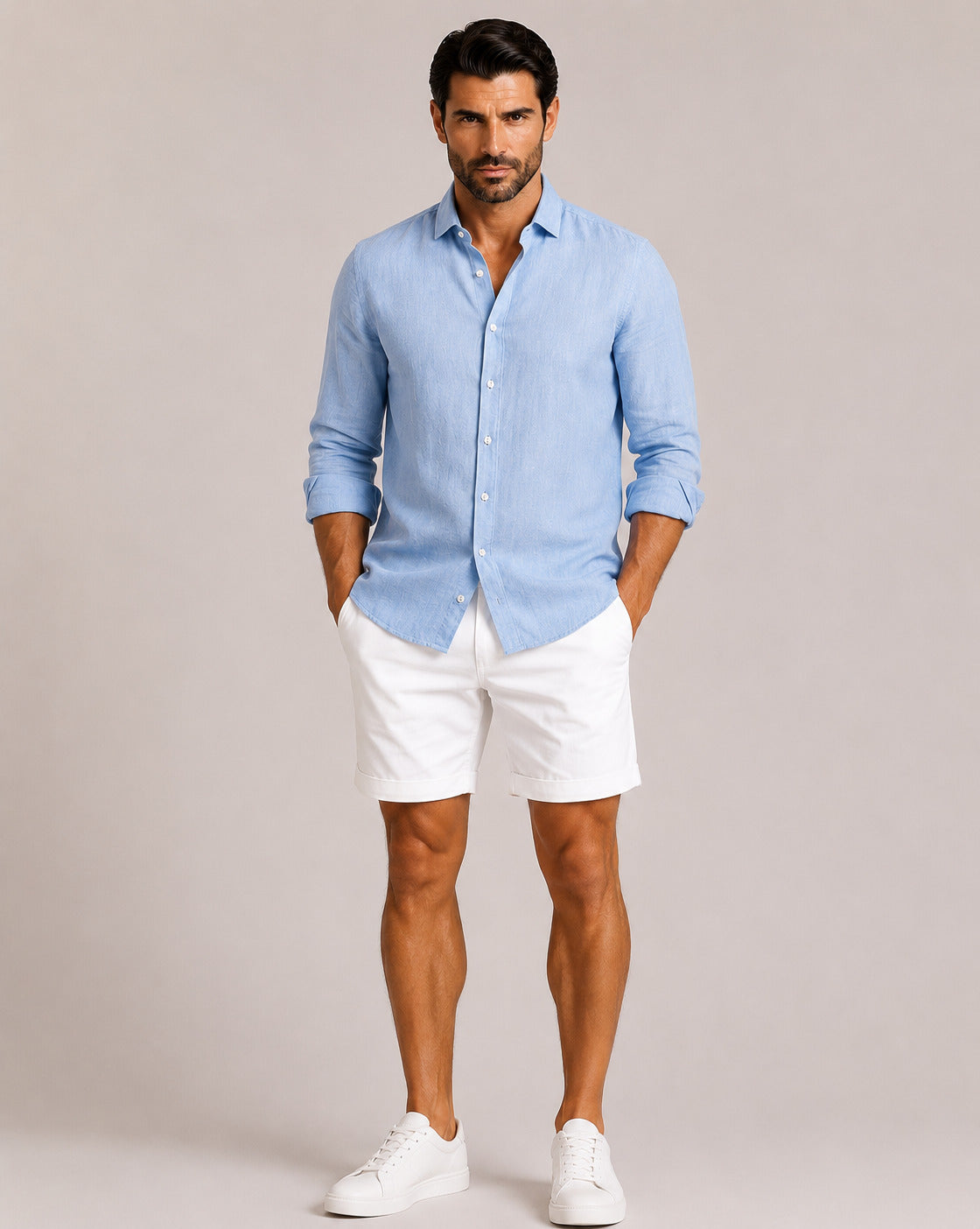 Camicia in lino collo francesce
