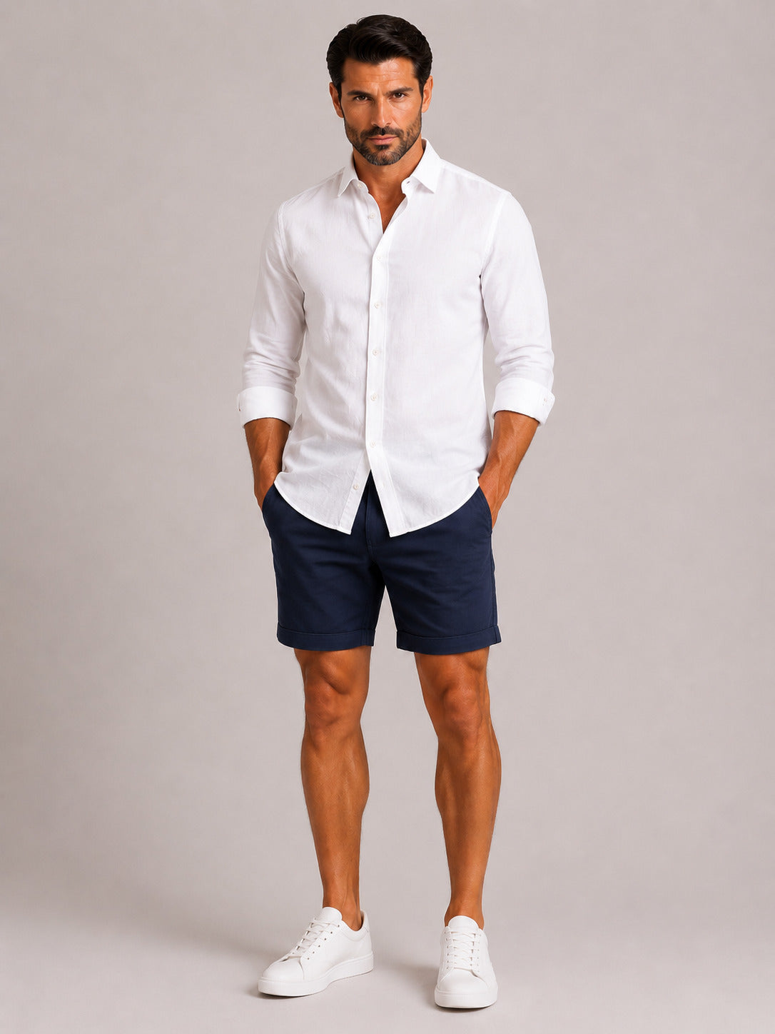Camicia in lino collo francesce