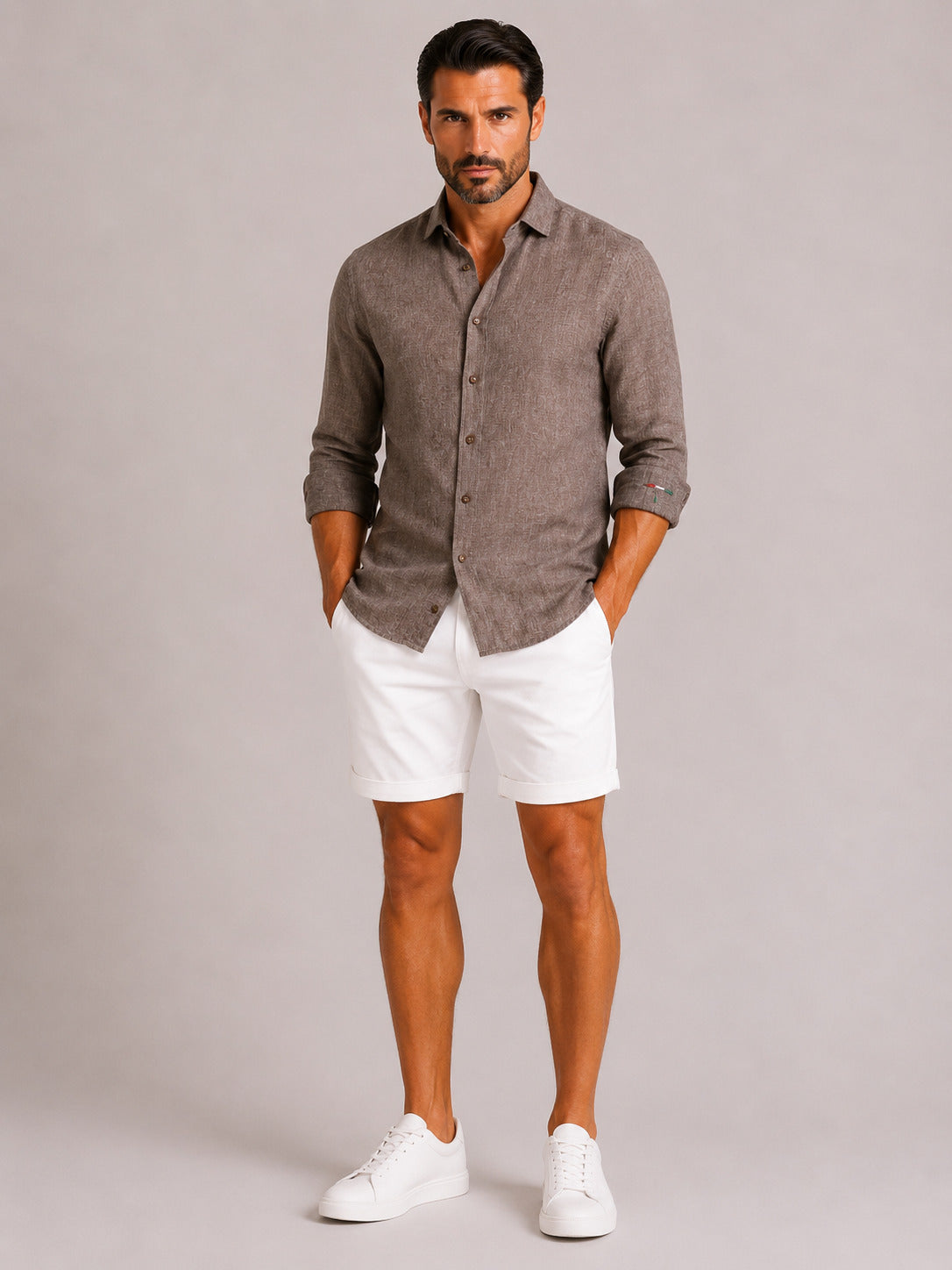 Camicia in lino collo francesce