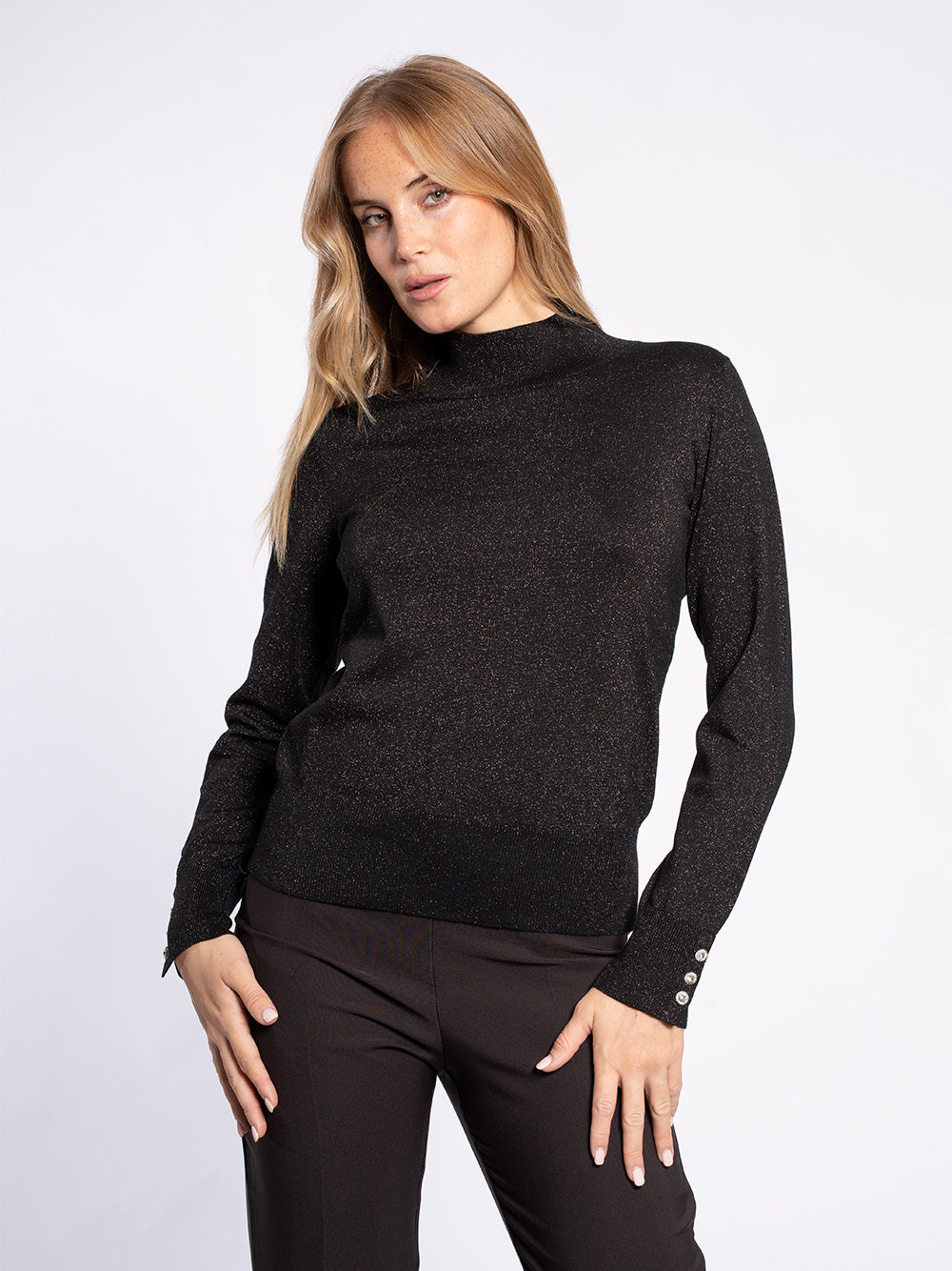 Maglia mezzo collo glitter