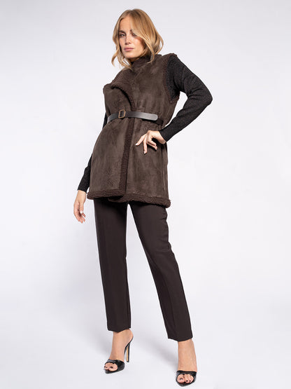 Gilet scamosciato con stampa