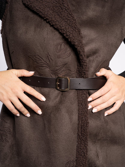 Gilet scamosciato con stampa