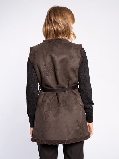 Gilet scamosciato con stampa