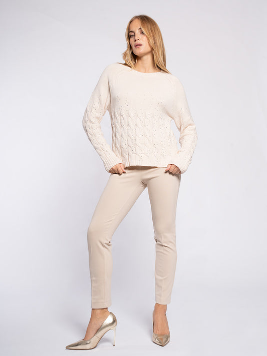 Maglione intrecci con strass