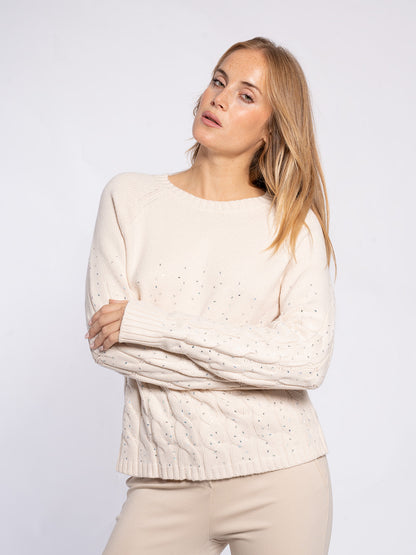 Maglione intrecci con strass