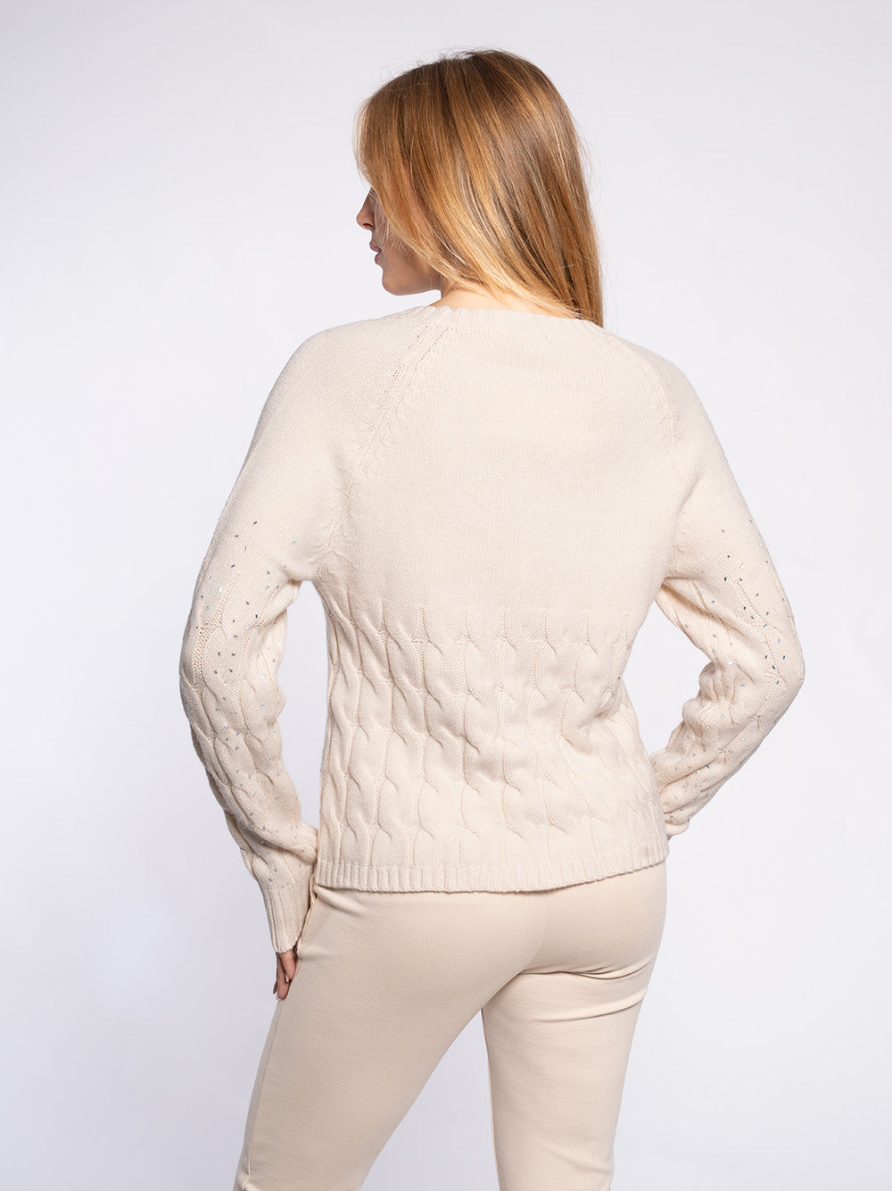 Maglione intrecci con strass