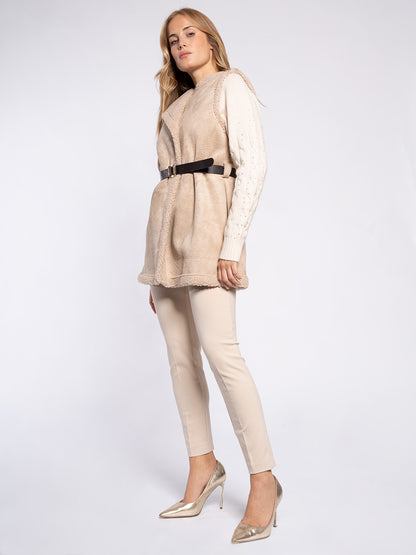 Gilet scamosciato con stampa