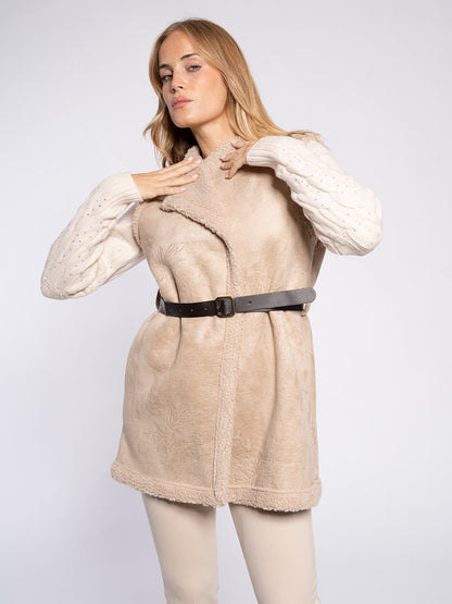Gilet scamosciato con stampa