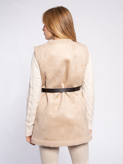 Gilet scamosciato con stampa