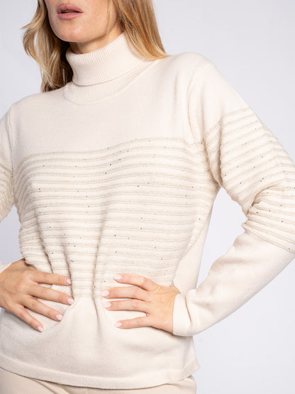 Maglione collo alto con strass