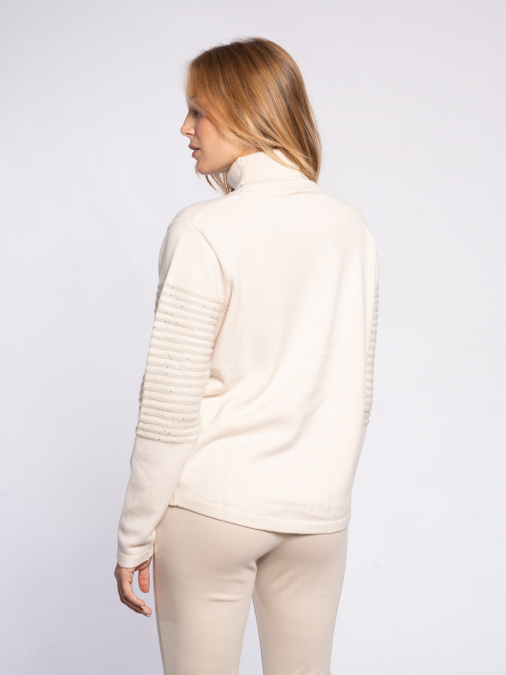 Maglione collo alto con strass