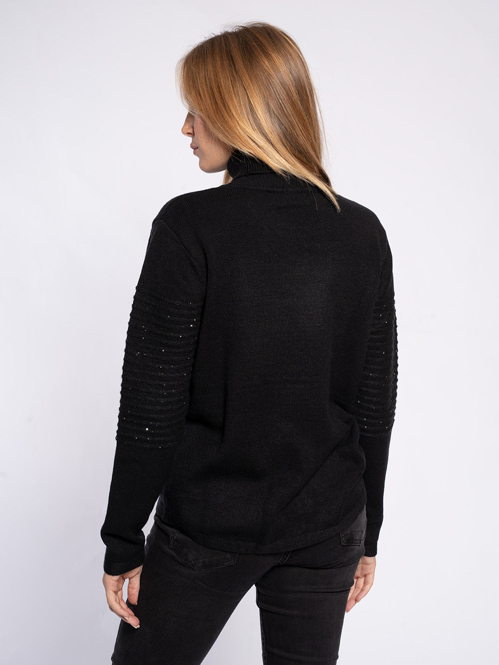 Maglione collo alto con strass