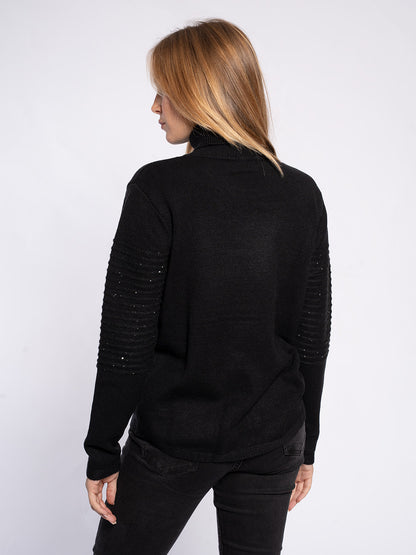 Maglione collo alto con strass