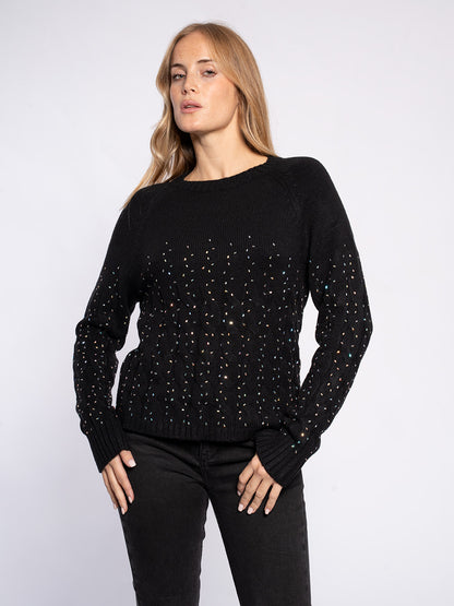 Maglione intrecci con strass