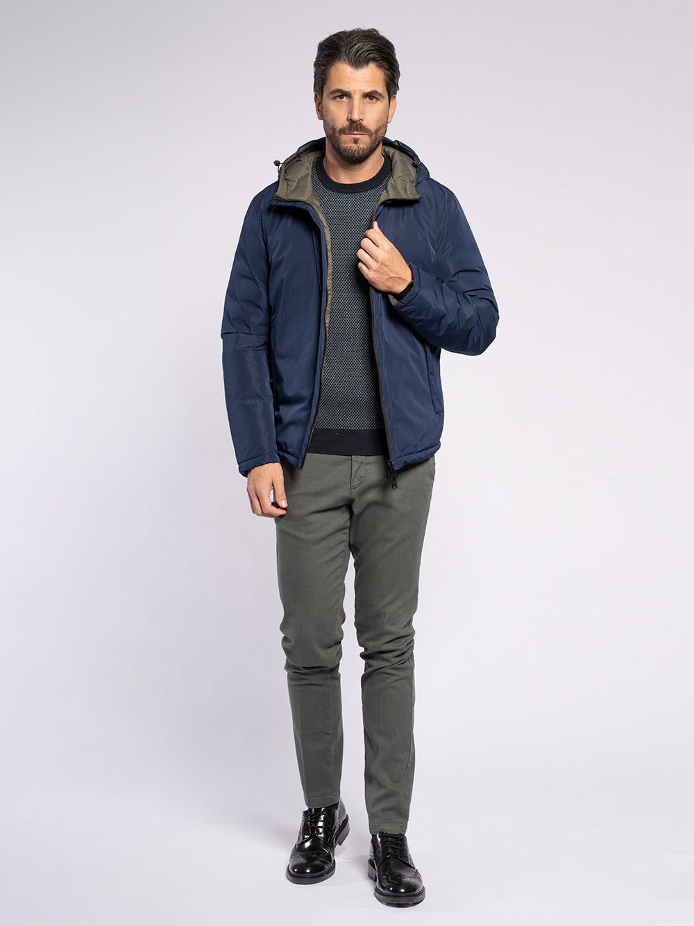 Caban double face in tessuto tecnico