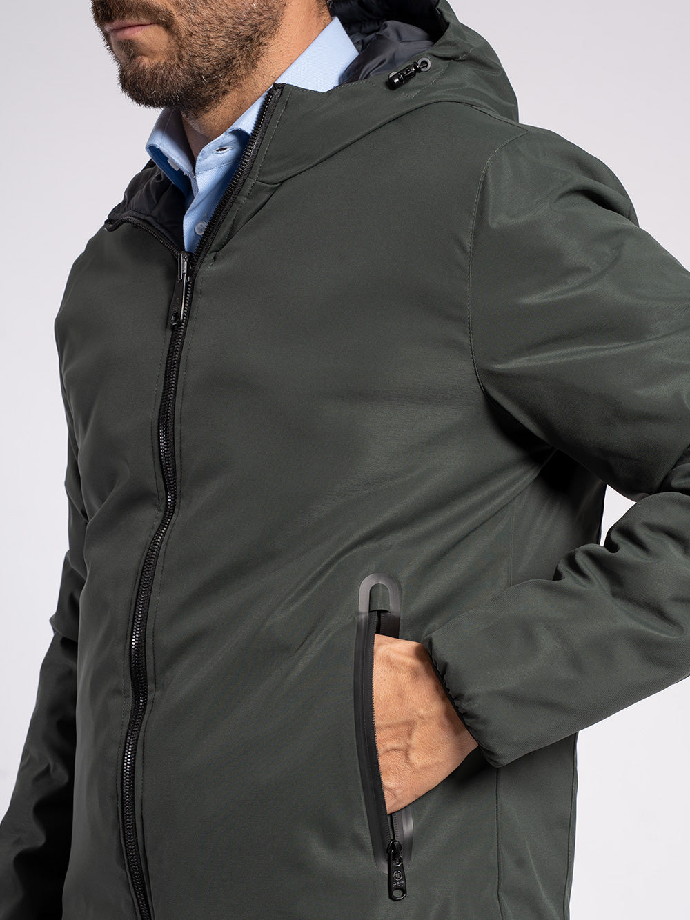 Caban in tessuto tecnico double face