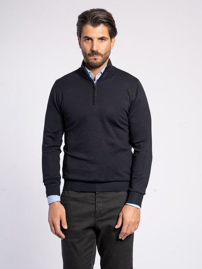 Maglia mezza zip in viscosa