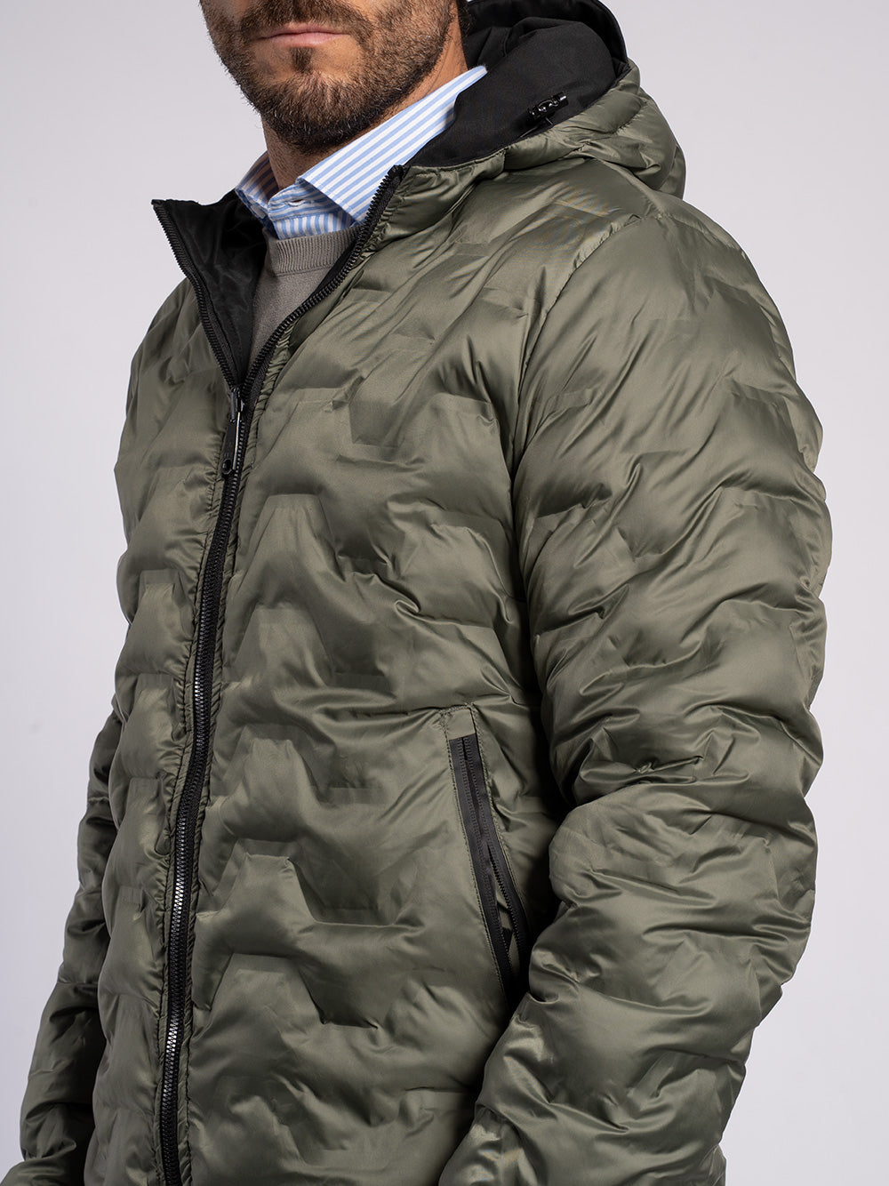 Caban in tessuto tecnico double face