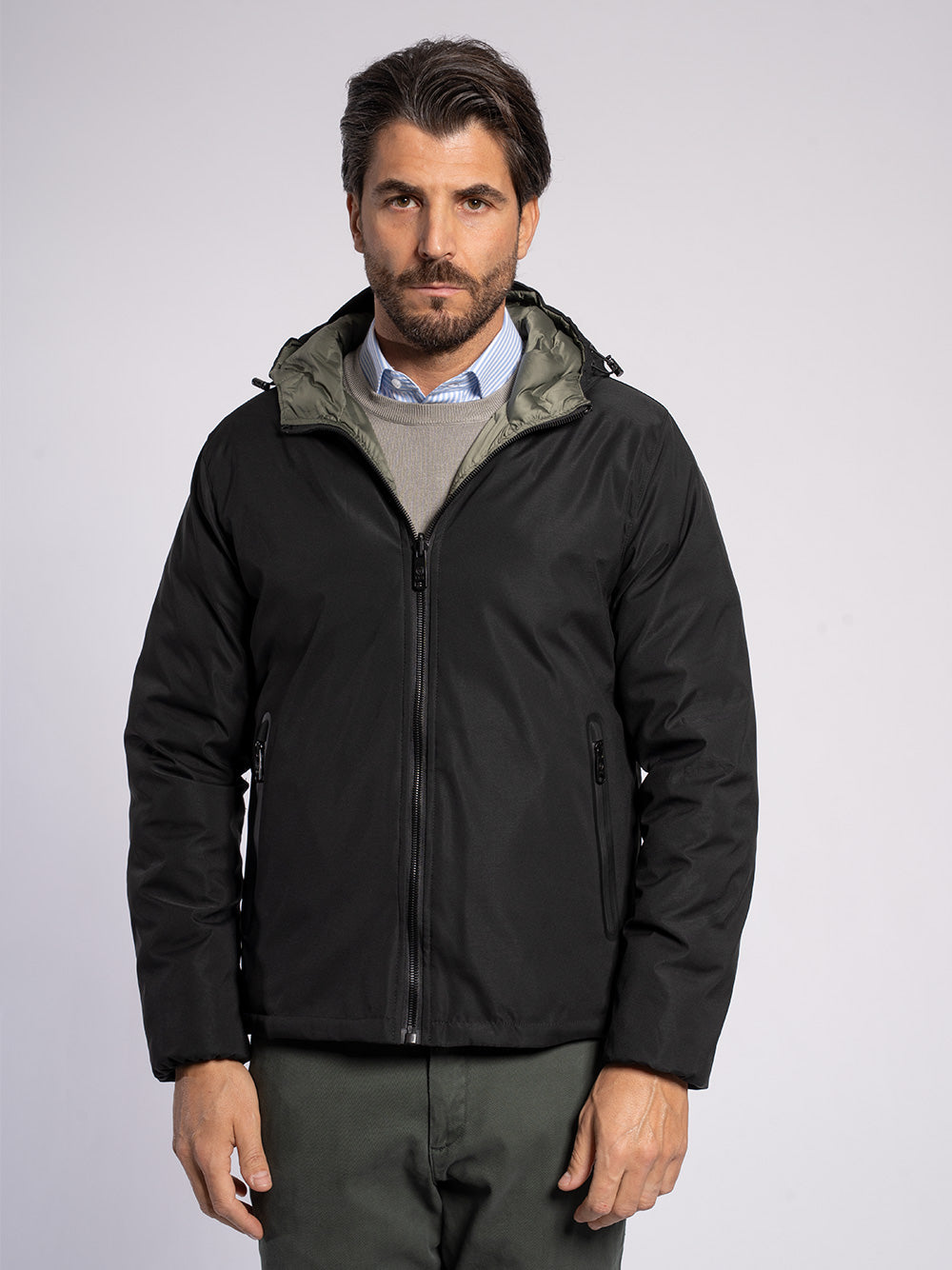 Caban in tessuto tecnico double face
