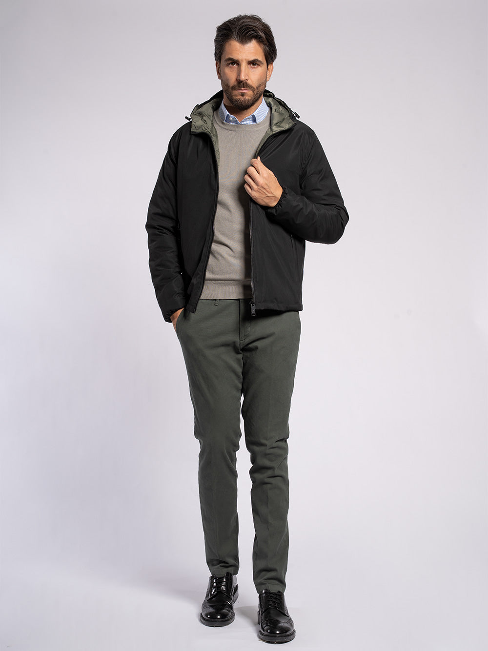 Caban in tessuto tecnico double face