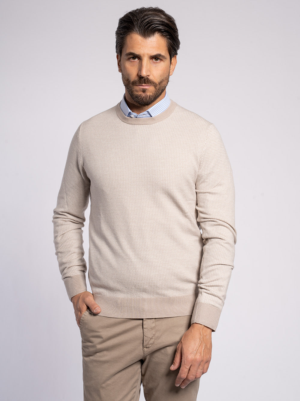 Maglia girocollo jacquard