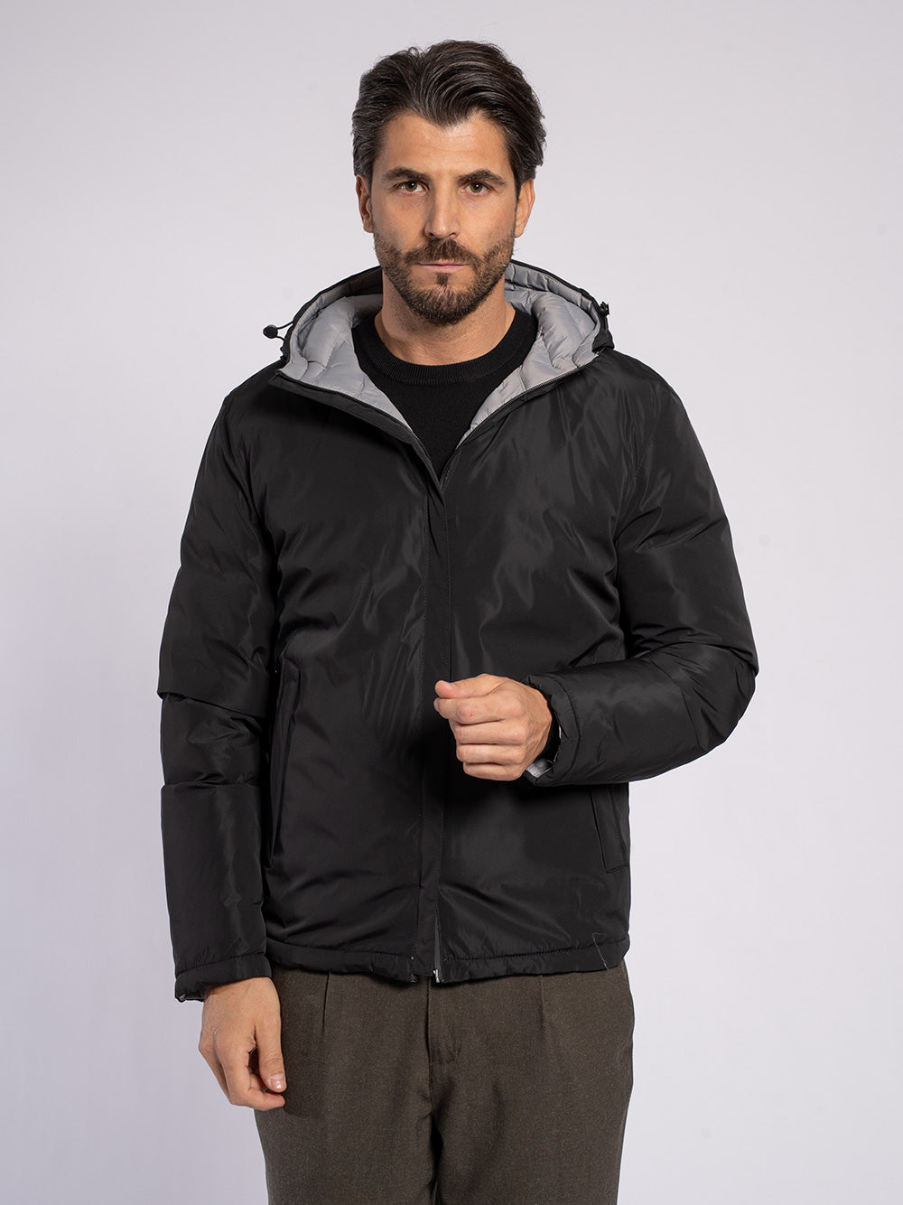 Caban double face in tessuto tecnico