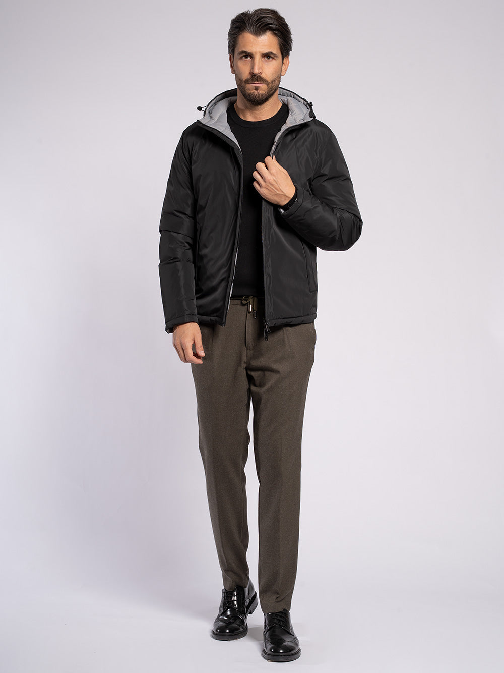 Caban double face in tessuto tecnico