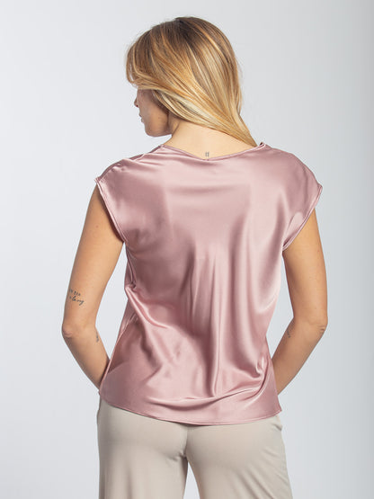 Blusa in raso con scollo a V