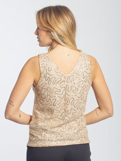 Top pailettes oro