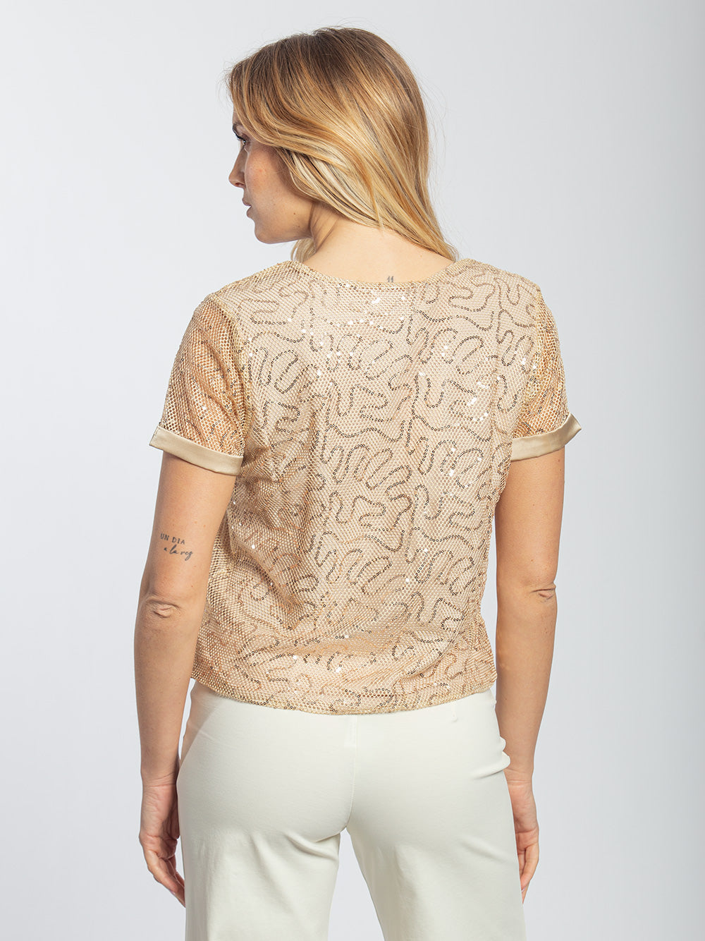 T-shirt pailettes oro