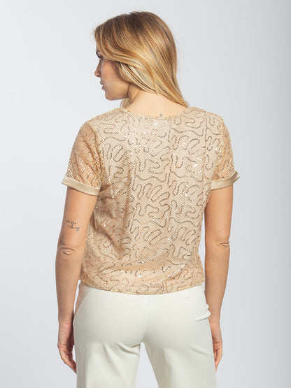 T-shirt pailettes oro