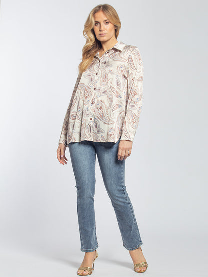 Blusa in raso stampa jacquard