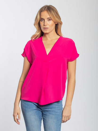 Blusa in georgette scollo a V