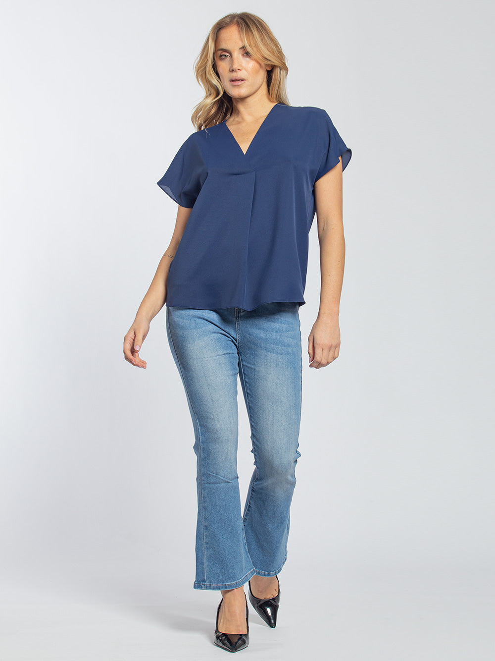 Blusa in georgette scollo a V