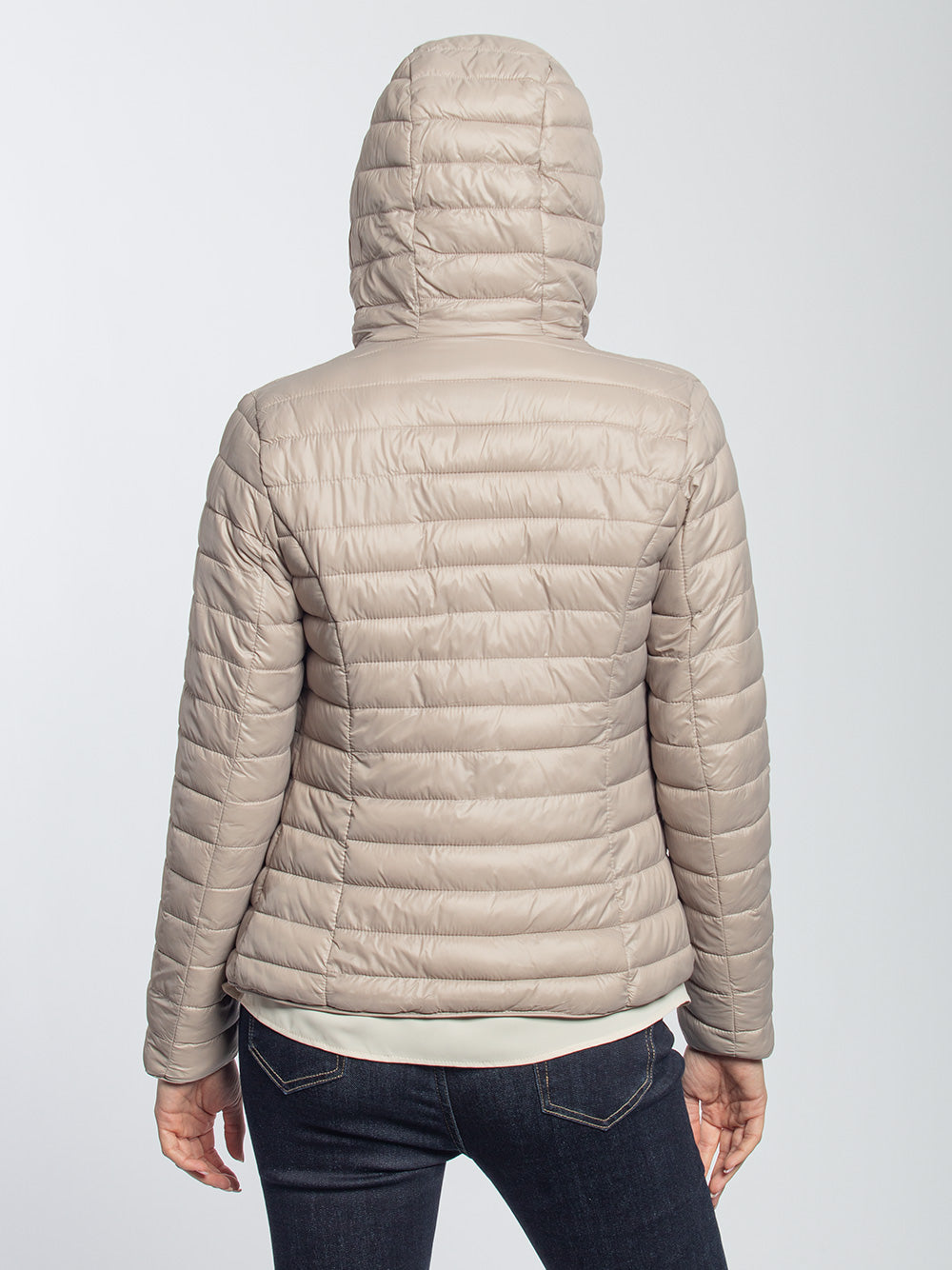 Piumino leggero double face con cappuccio