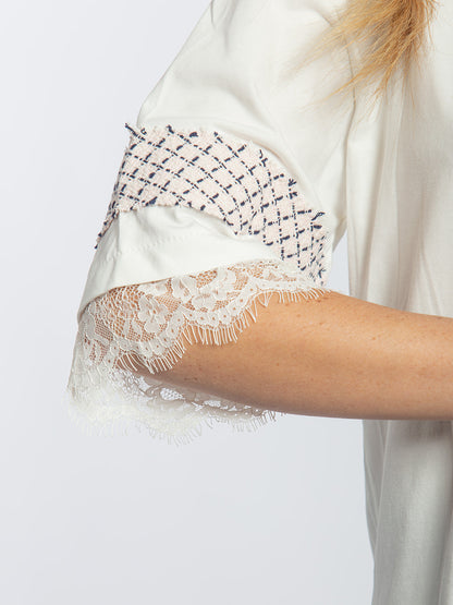 T-shirt in cotone manica tre quarti
