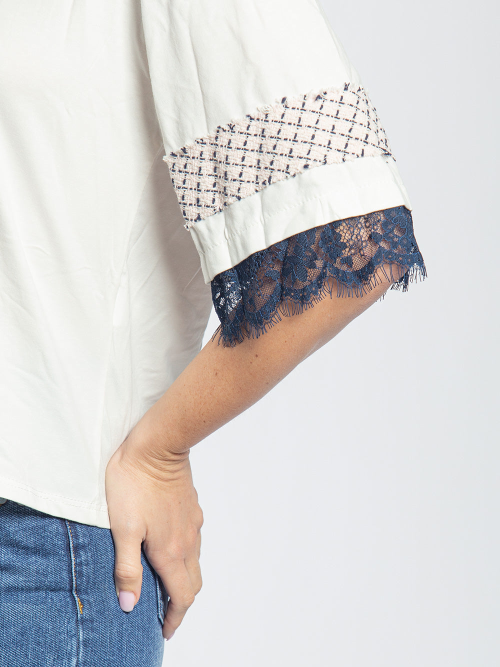 T-shirt in cotone manica tre quarti