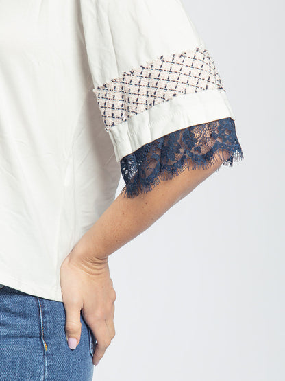 T-shirt in cotone manica tre quarti