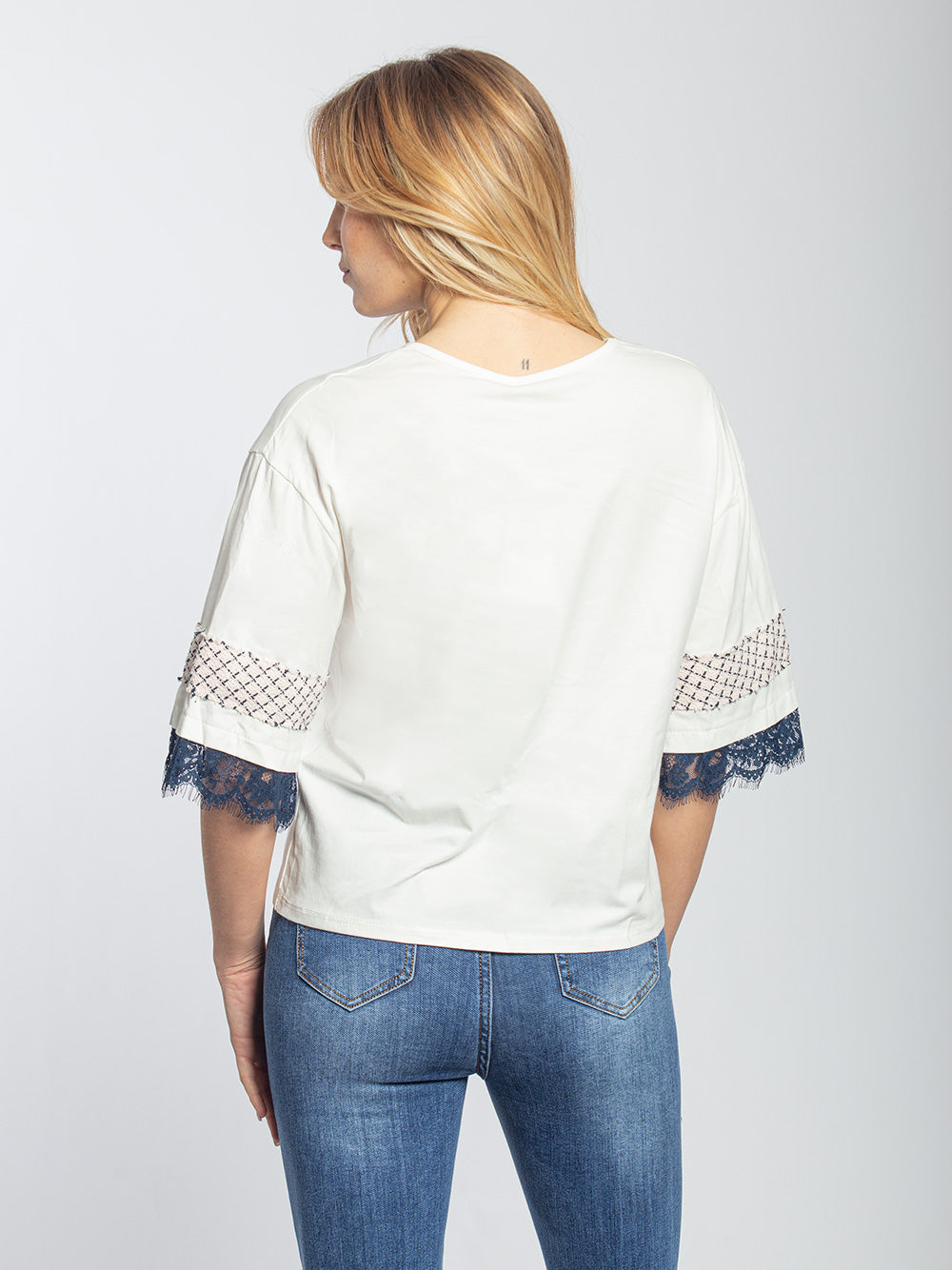 T-shirt in cotone manica tre quarti