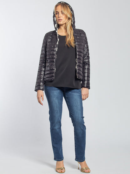 Piumino leggero double face con cappuccio