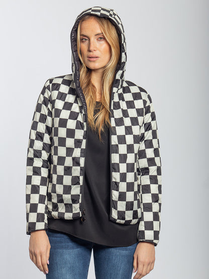 Piumino leggero double face con cappuccio