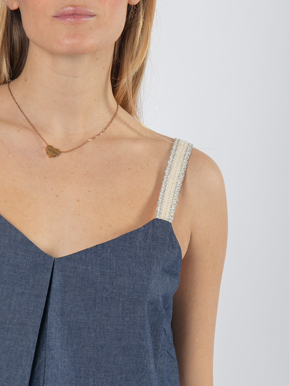 Top in cotone chambray